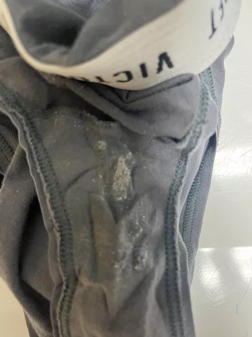 The panties I pulled to the side and nutted in her while she was wearing them. My load must have not been that large.