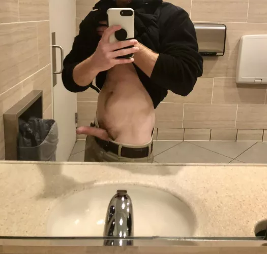 Who doesn’t love the idea of getting caught red handed, with their dick out in a public bathroom?