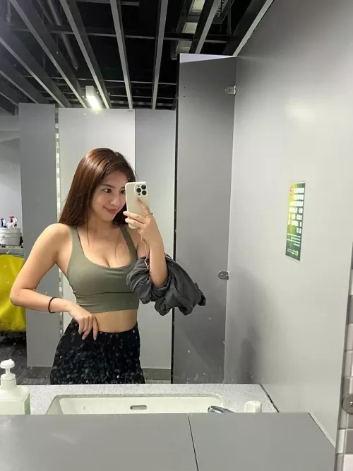 Before work out at gym.