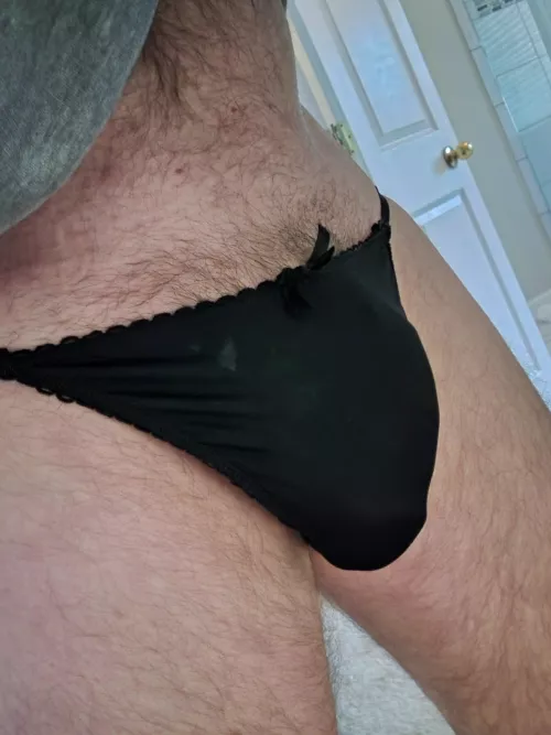 Black lace string bikini panties