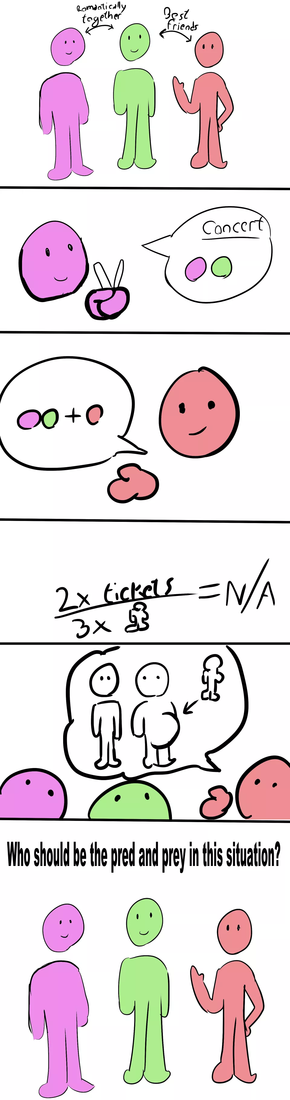 {discussion} Who should eat who if you want to sneak into a concert?