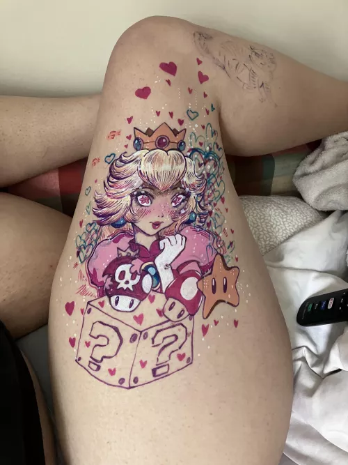 Drew peach on my thigh