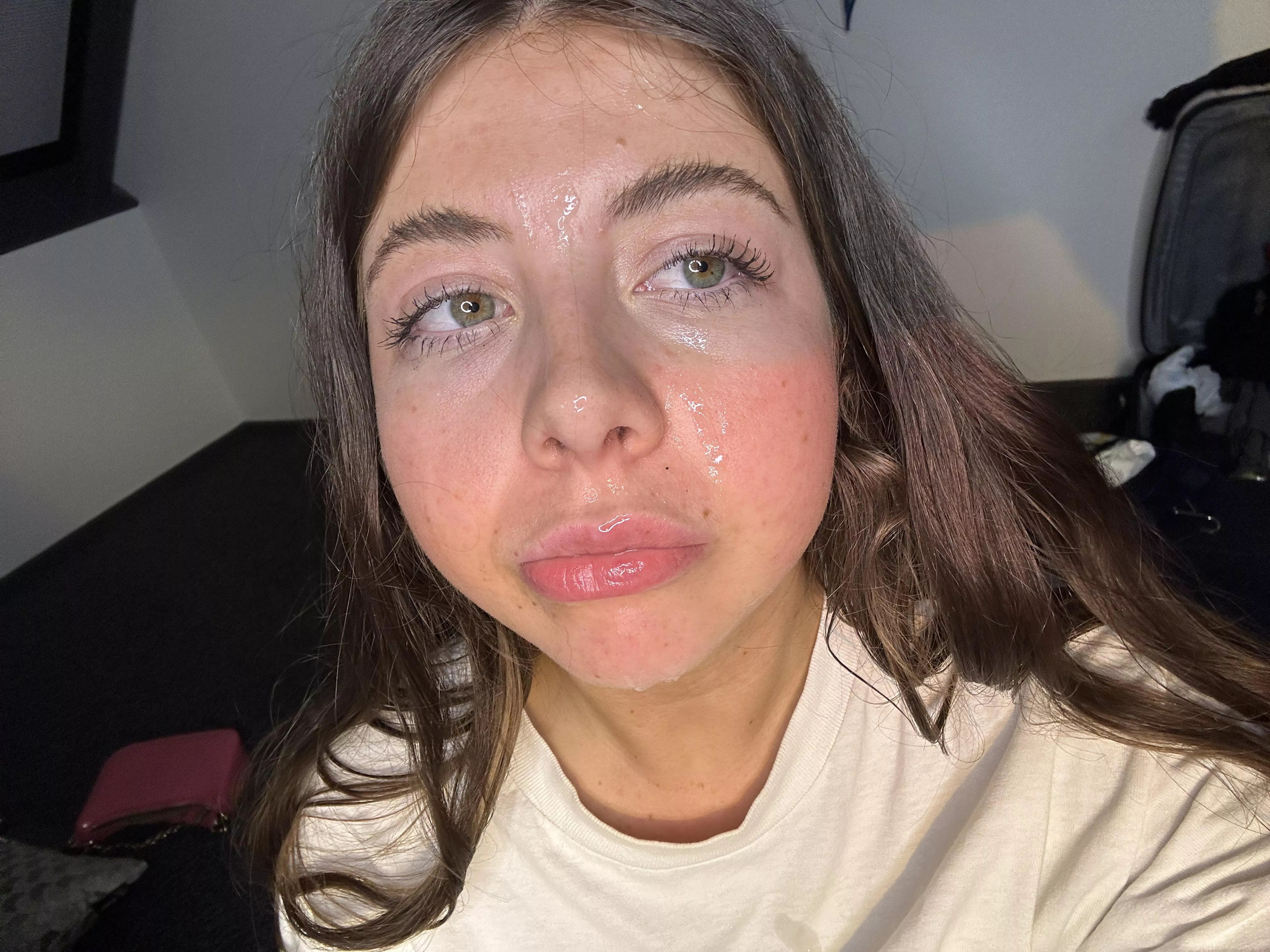 Fresh cum all over my face