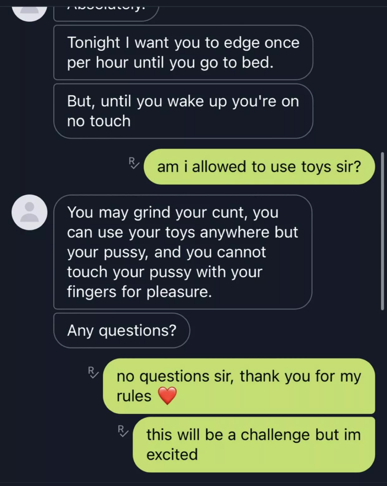 im on no touch and also have to edge once an hour :) anyone got any fun ideas?