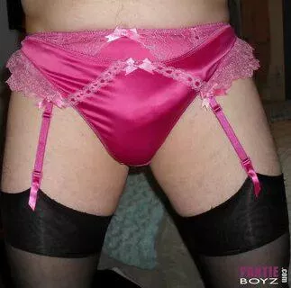 Pink satin panty bulge