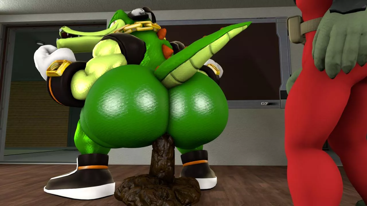 Watch Vector the Crocodile take a dump