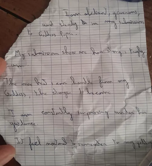 When he writes his affirmations…