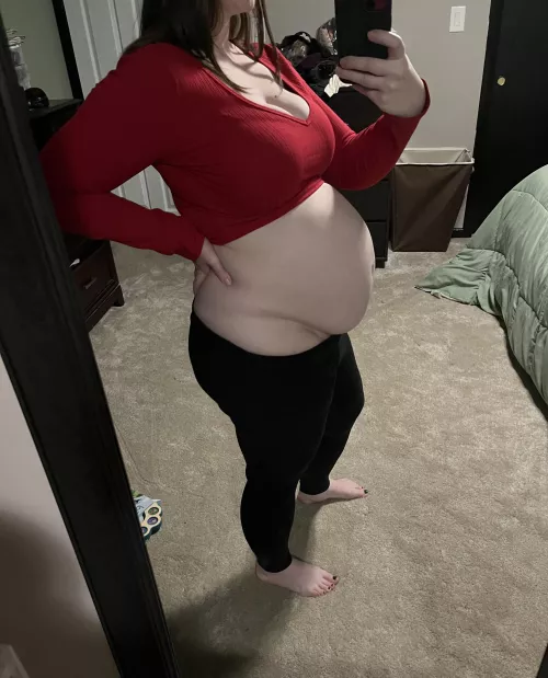 Crop top and a twin pregnancy belly!