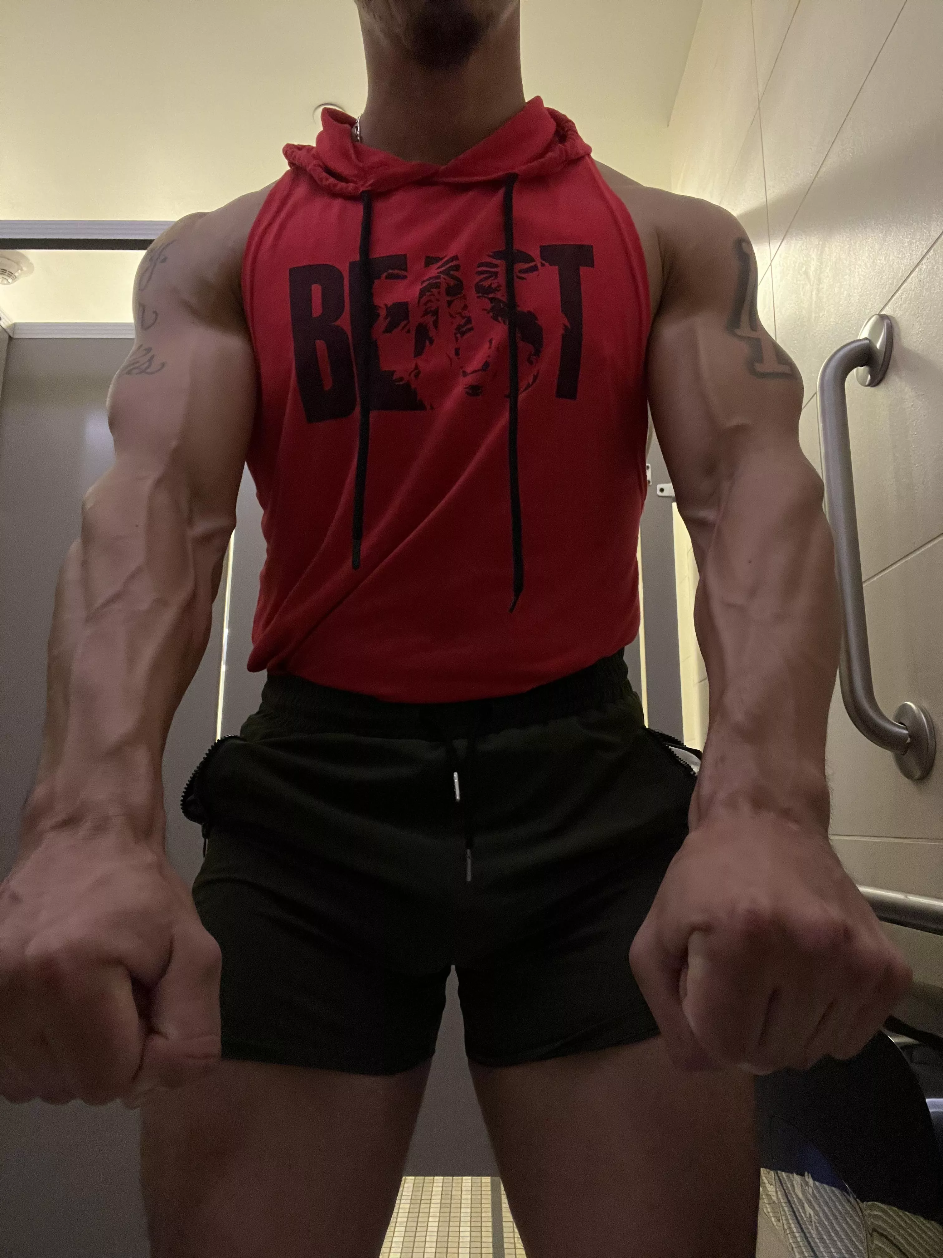 I’ll dominate you in the bathroom stall.