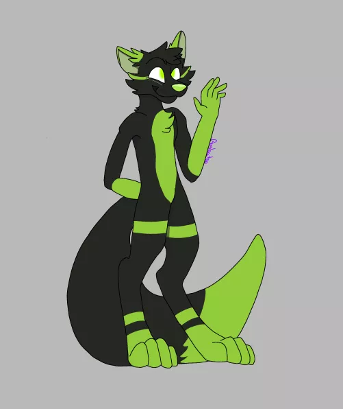 My first fursona (drawn by out_tuckered on X) thank you!