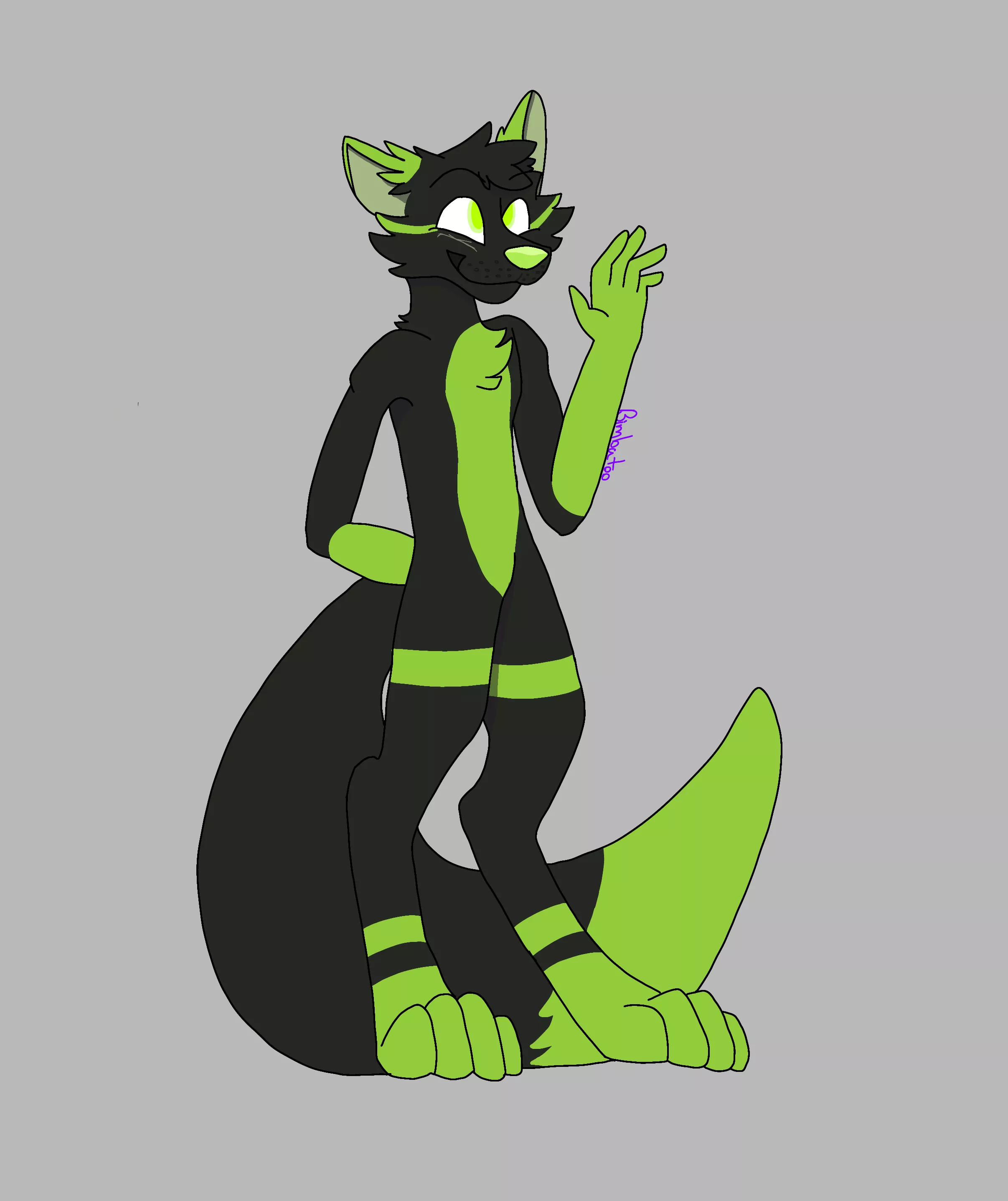 My first fursona (drawn by out_tuckered on X) thank you!