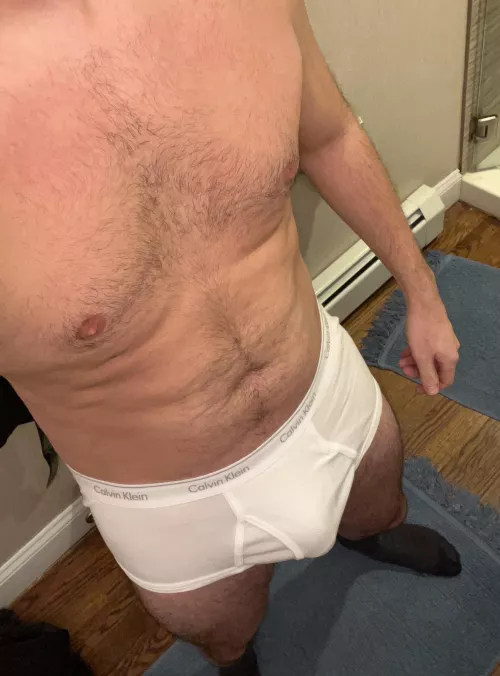 Soft, brief, post work bulge for you