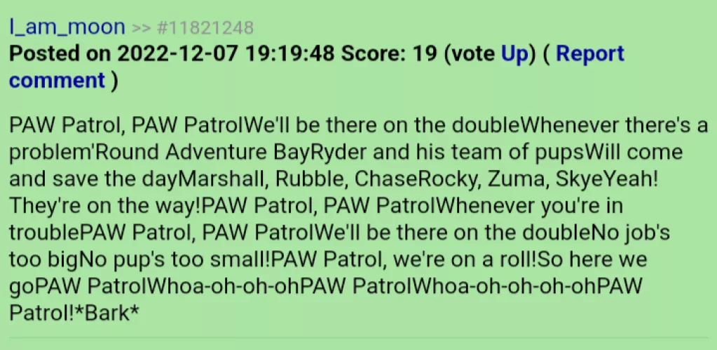 This wasn't even on a paw patrol post