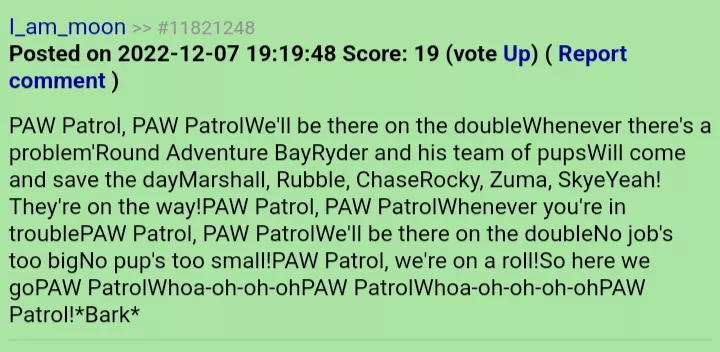 This wasn't even on a paw patrol post