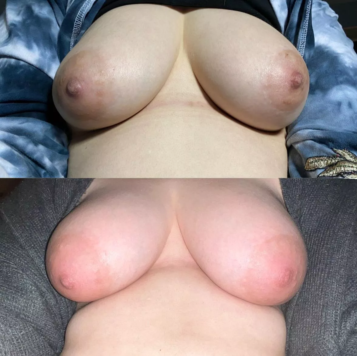 Top 2020, bottom 2024 - have my areolas gotten bigger? 🤔🫣