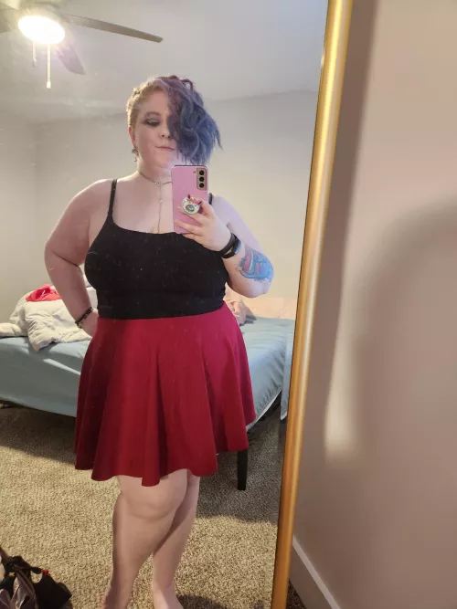 Trying out my red skirt
