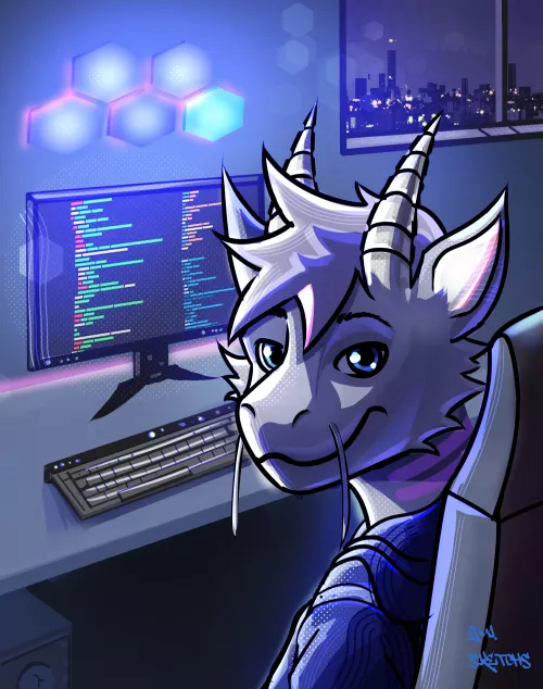Chilling and Programming ! Comm Finished (Art By Me)