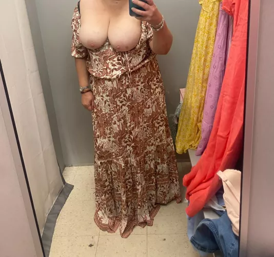 I like the way this dress sits but the length could be problematic. I’d hate to trip and fall flat on my….