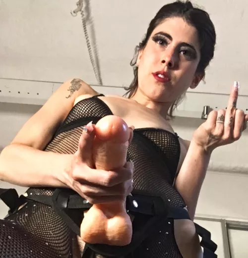 Kneel down and become an obedient pegging toy to my Goddess cock