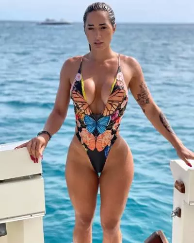 Nicely plunging one piece suit