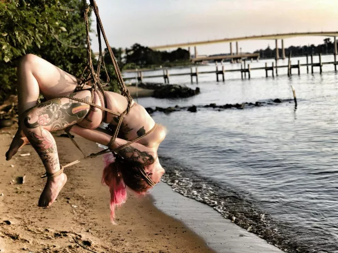 Sadly she can't even see how beautiful the view that she's tied by...