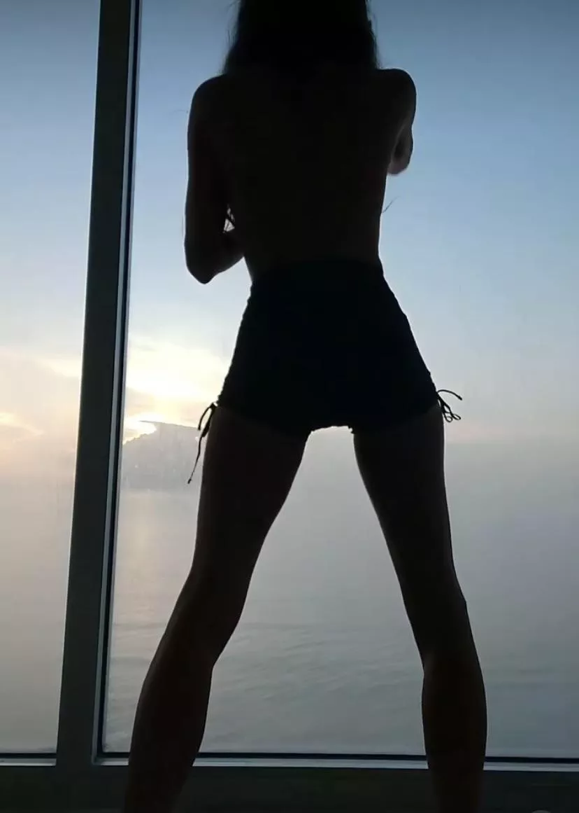 Silhouette over the water.