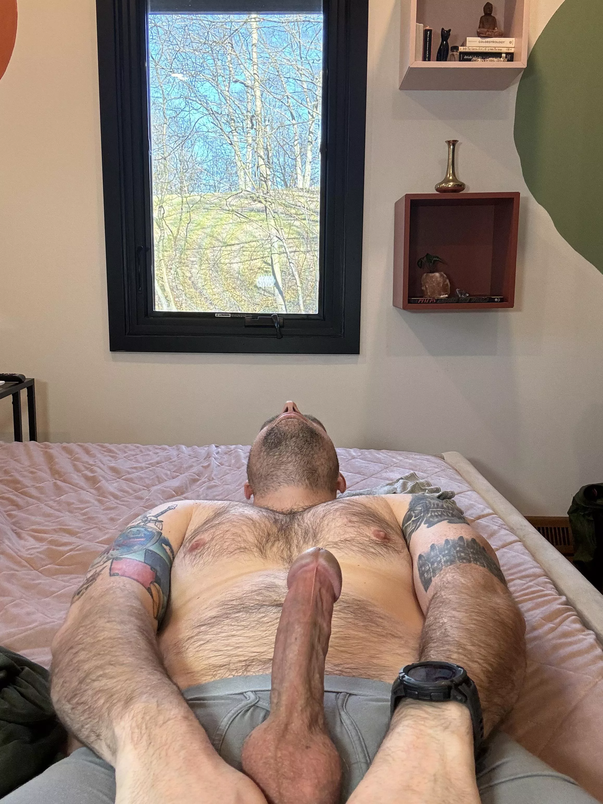 Daddy’s cut cock ready for your mouth or seat 😈