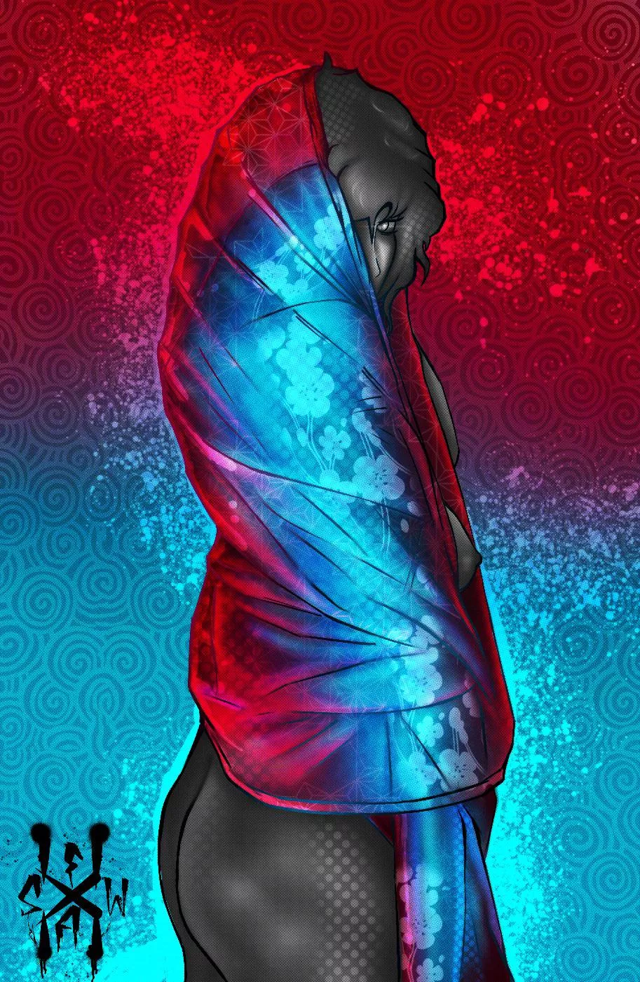 Dark and radiant in reds and blues by FUBARART (dawn by me)