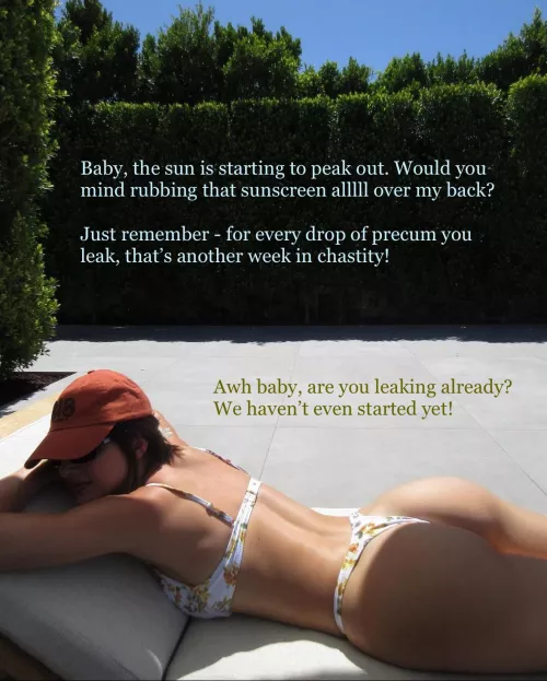 For every drop of precum you leak, that’s another week in chastity!