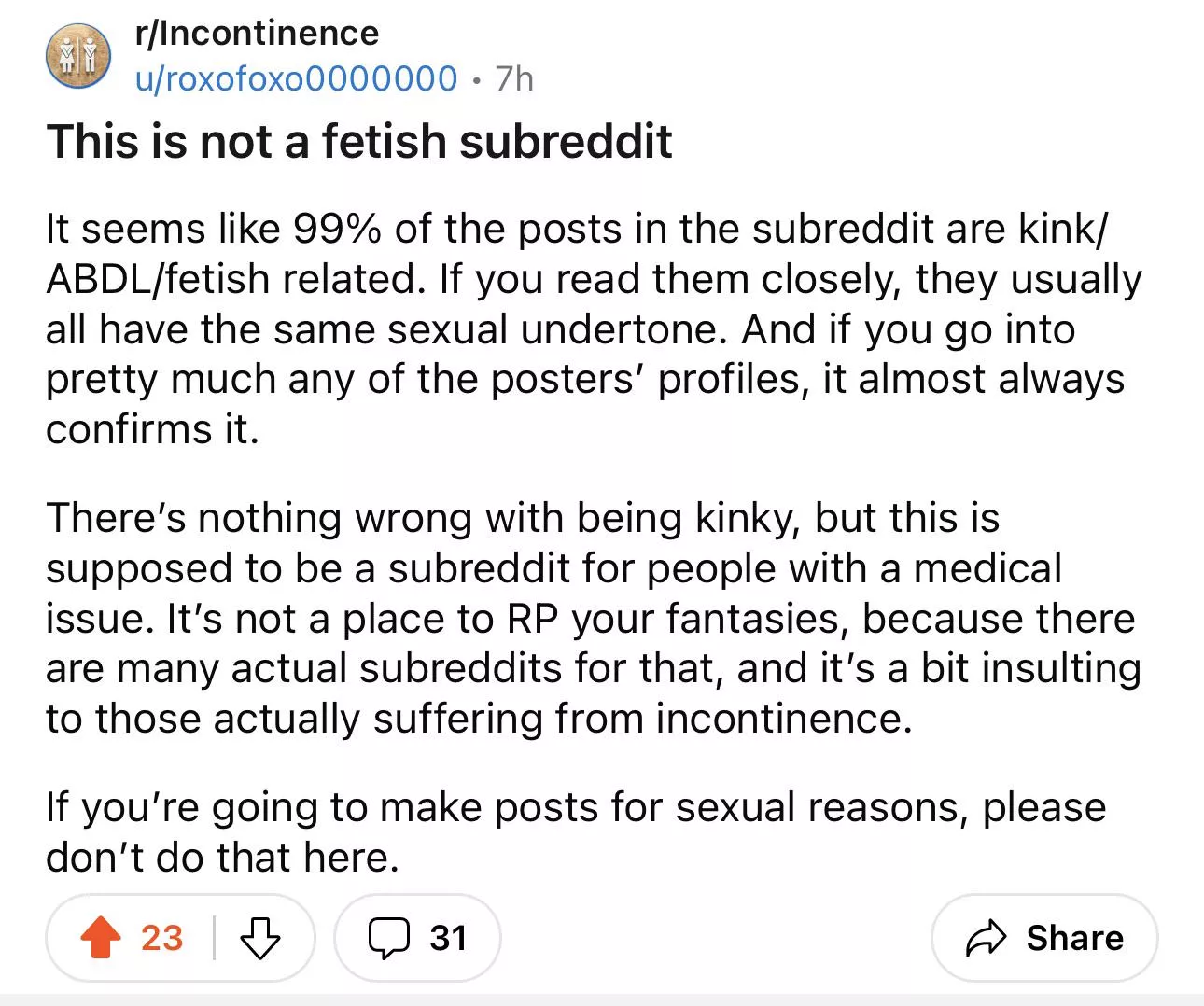 Frustrating as hell but needs to be said AGAIN. DO NOT POST FETISH SH*T on medical subs!
