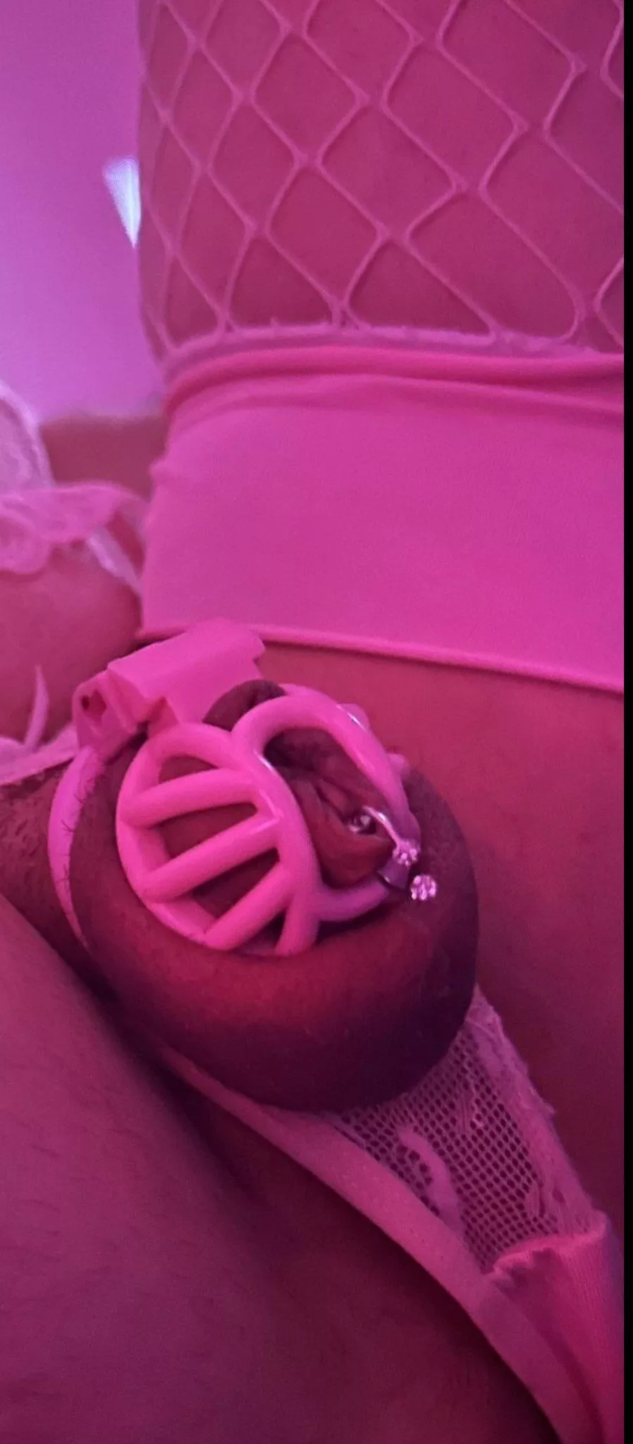 My tiny pierced pink clitty, will be going permanent with my new PA cage when it arrives! Excited!! Xx