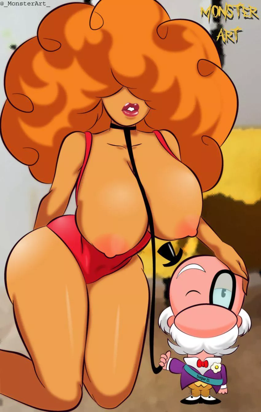 The mayor has miss sara bellum on a leash (monsterart) [powerpuff girls]