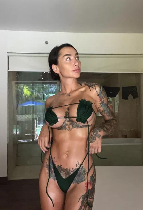 trying on my new bathing suit