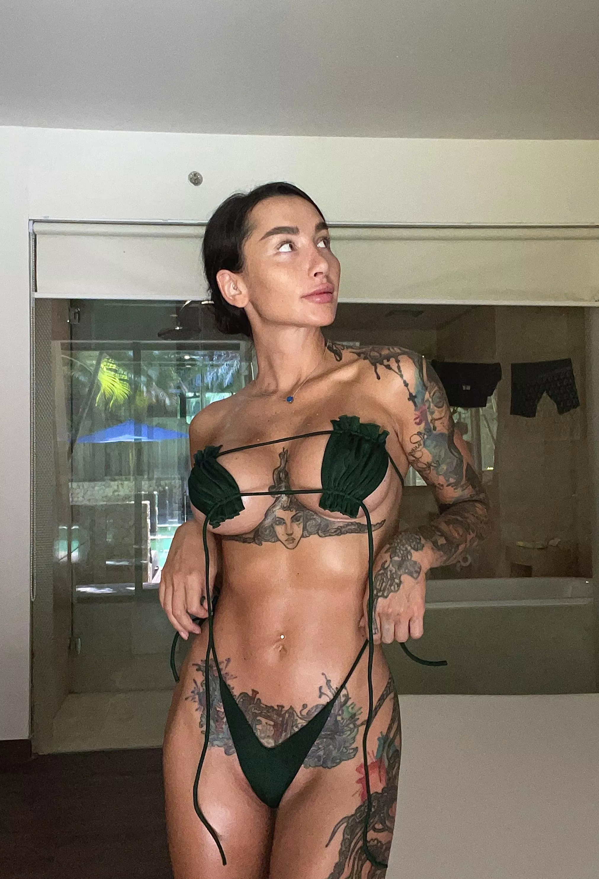 trying on my new bathing suit