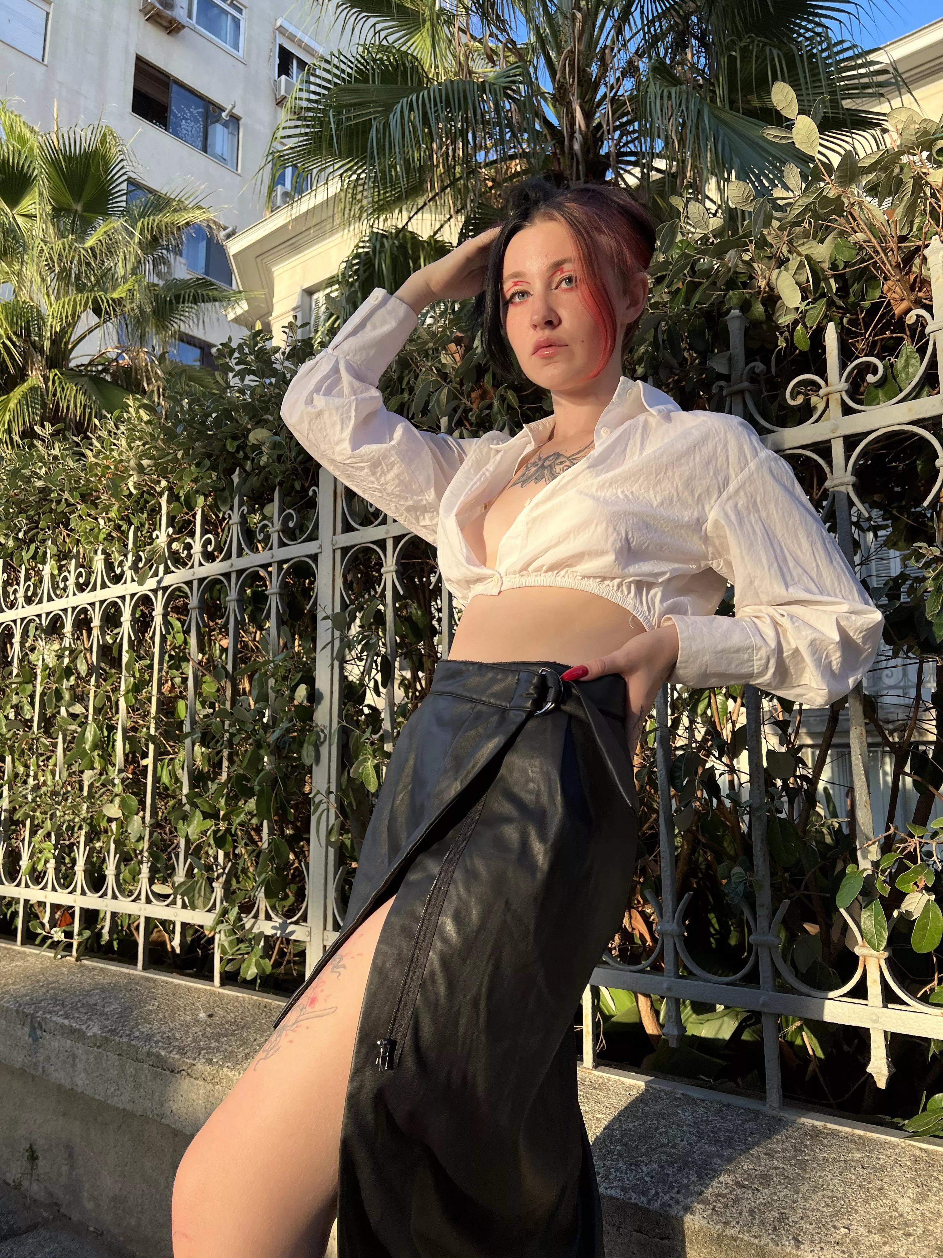 You like leather skirts that much?