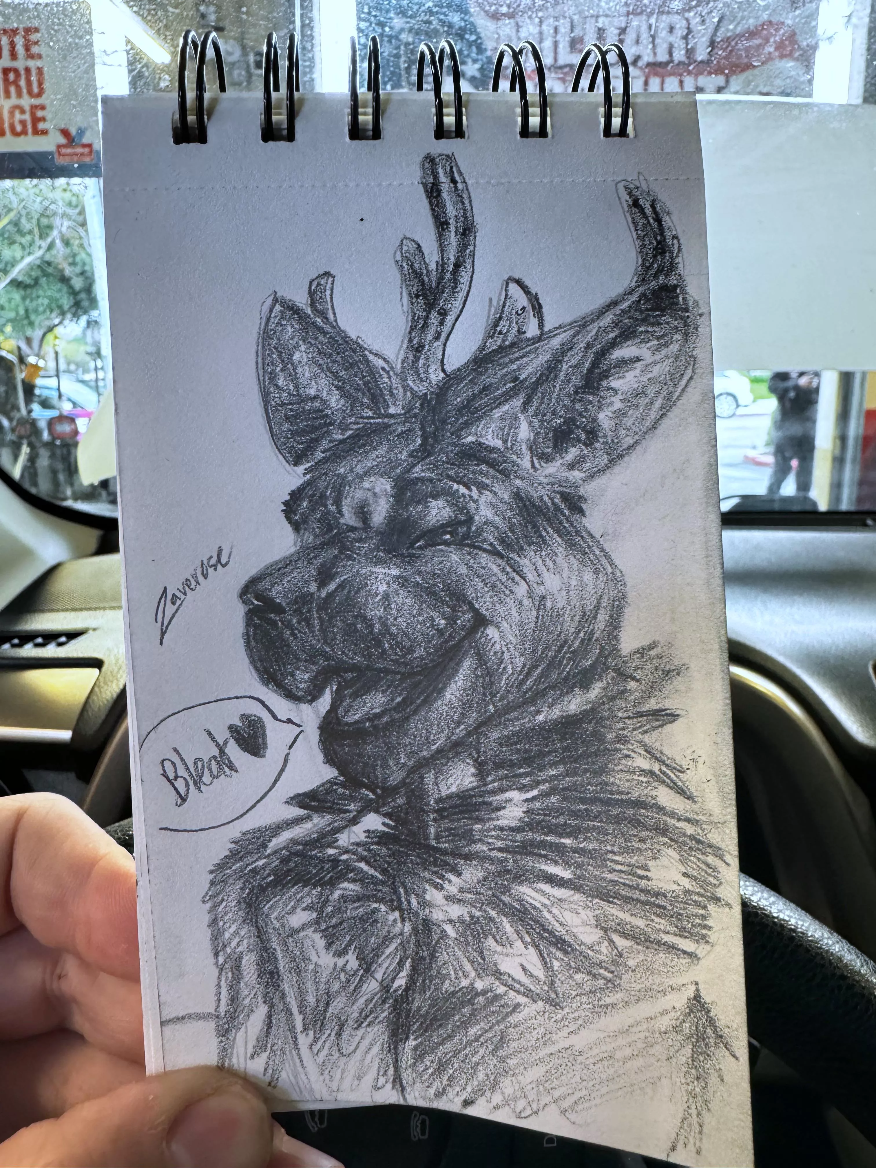 A lil sketch I did while getting an oil change 🦌✏️❤️