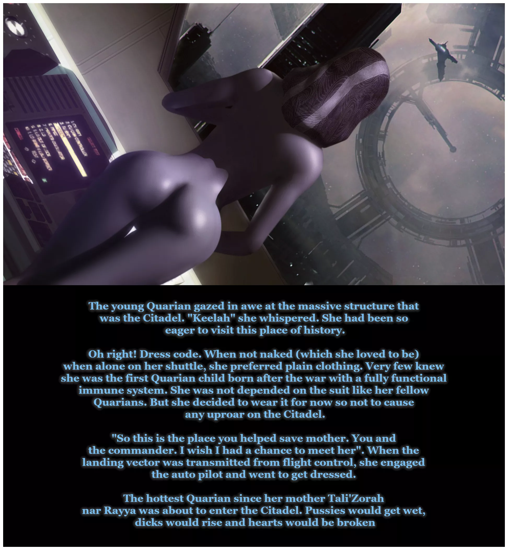 A special Quarian approaching the Citadel. (Rastifan)