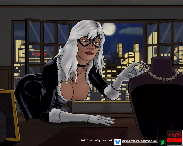 Black Cat distracted by pearls [Marvel] (by WinloxArt/me)