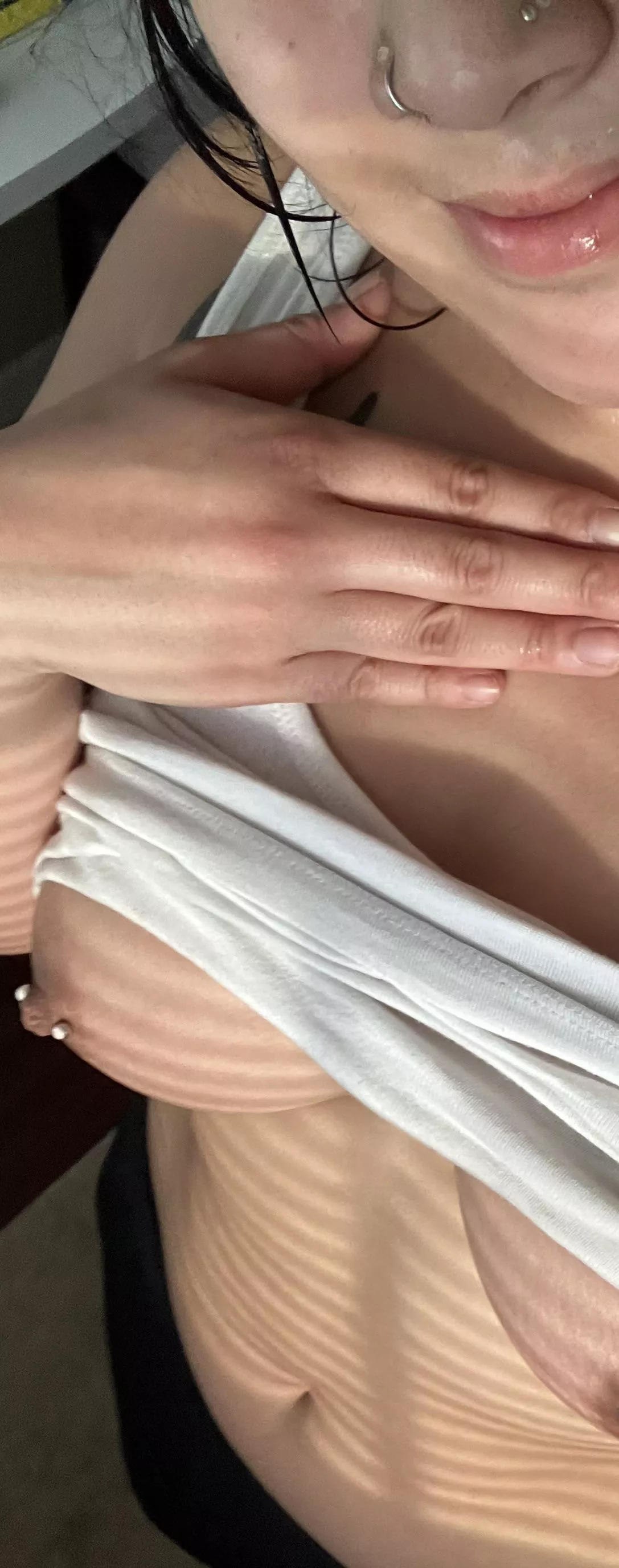 Hope you like the view of my pierced tit here;)