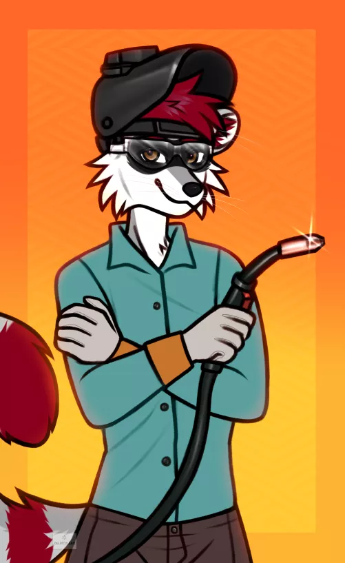 I'm a welder, so I got a picture of my sona in my welding gear. What do other furries do for work? (Art by valdith-zam)