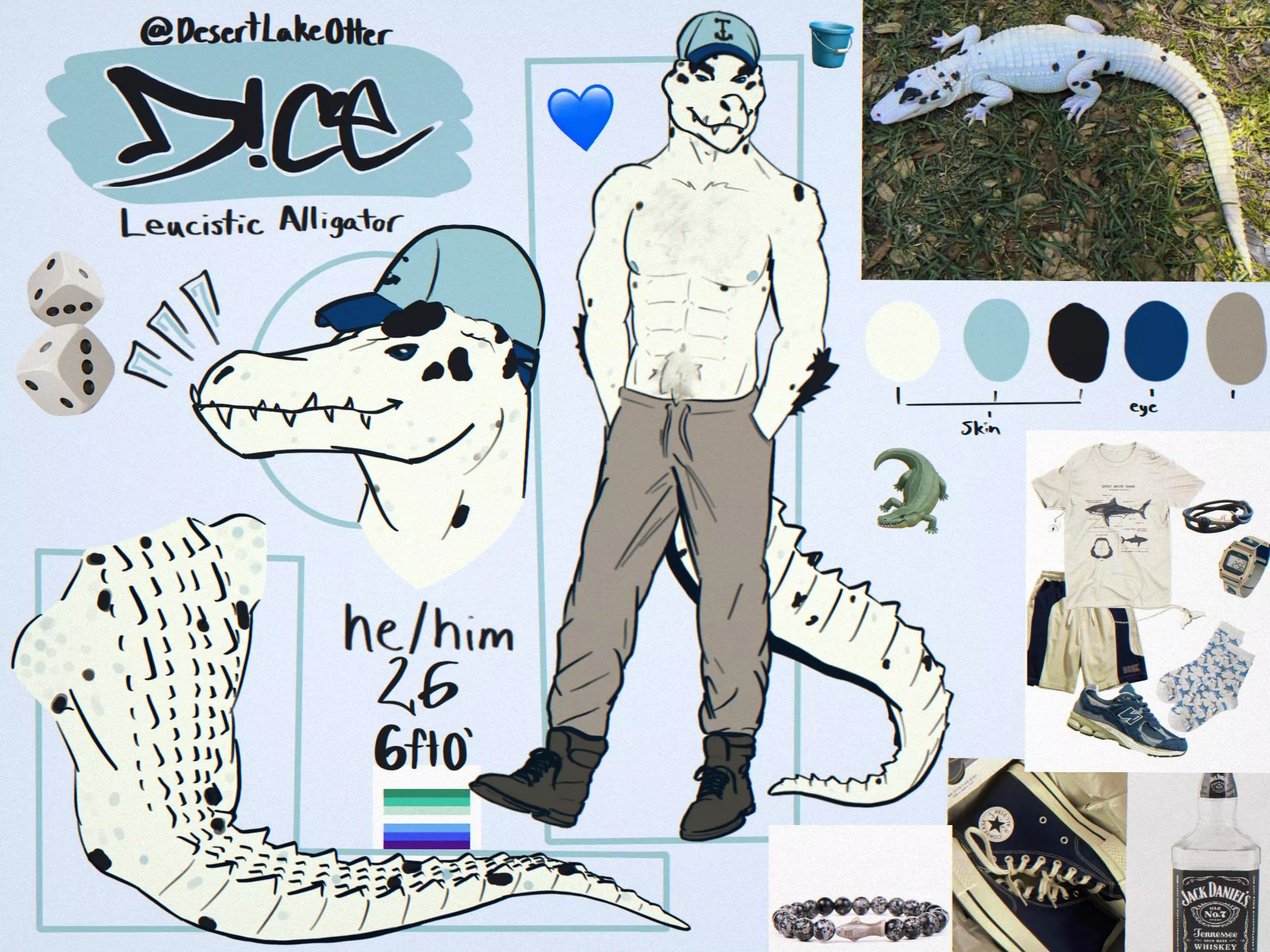 Leucistic Alligator (art by me :))