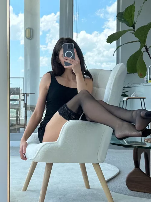 My legs are so smooth in these thigh highs 🤤