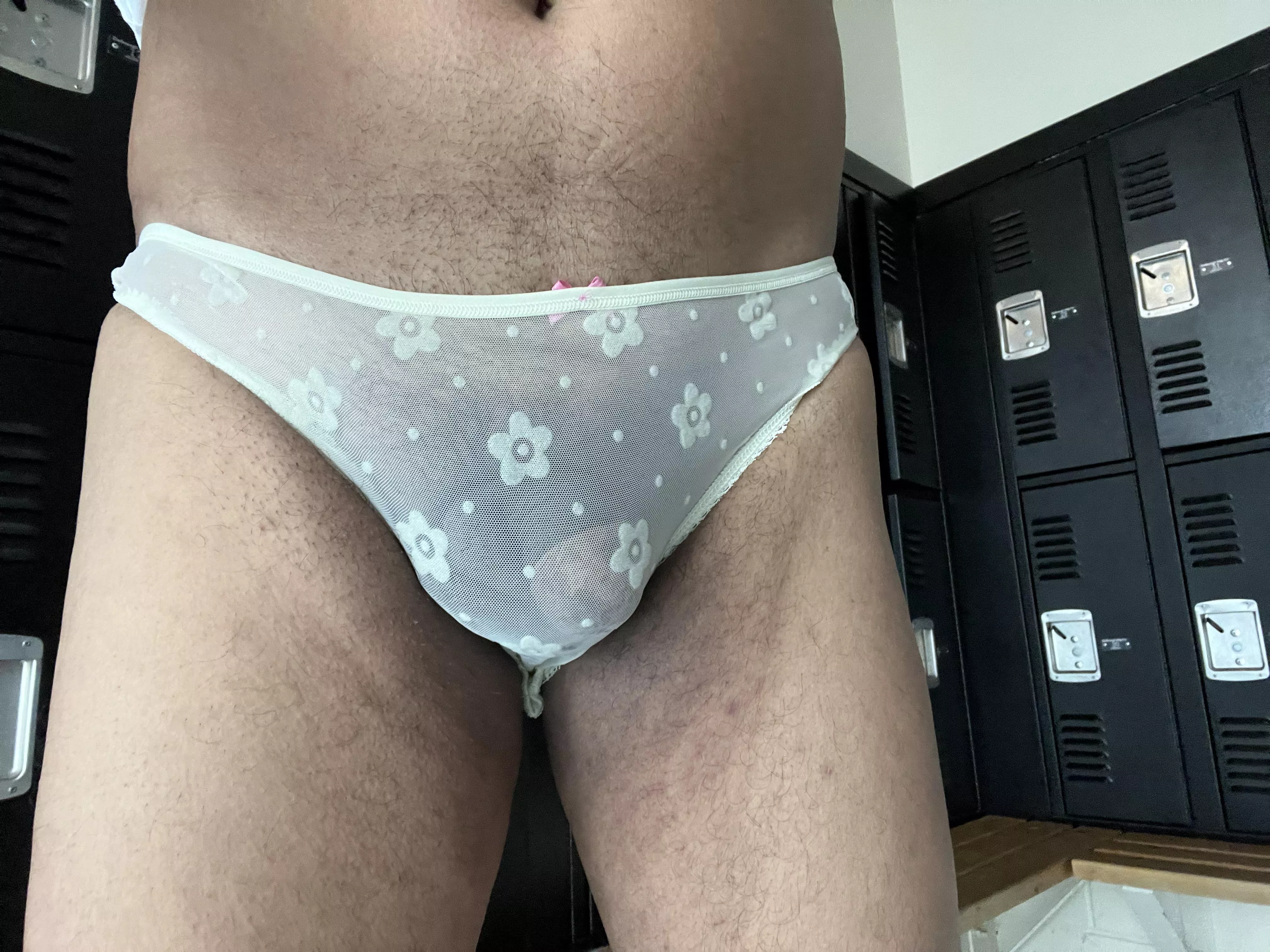 My panties at the gym. Got caught today by another guy.