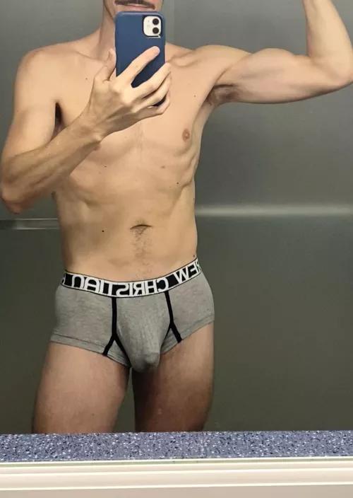 A little flex while getting dressed