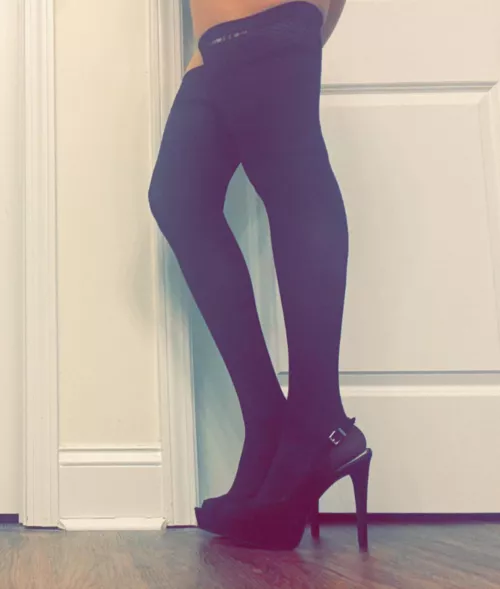 Black heels with stockings