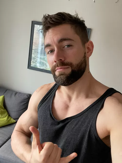 Buddies wearing tanks on a sofa together ๐ฎโ๐จ๐ค๐ผ