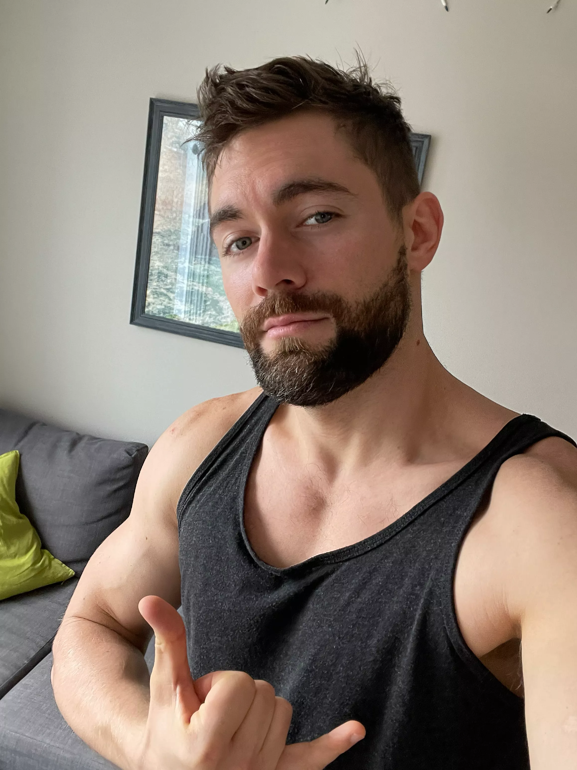 Buddies wearing tanks on a sofa together ๐ฎโ๐จ๐ค๐ผ Buddies wearing tanks on a sofa together ๐ฎโ๐จ๐ค๐ผ