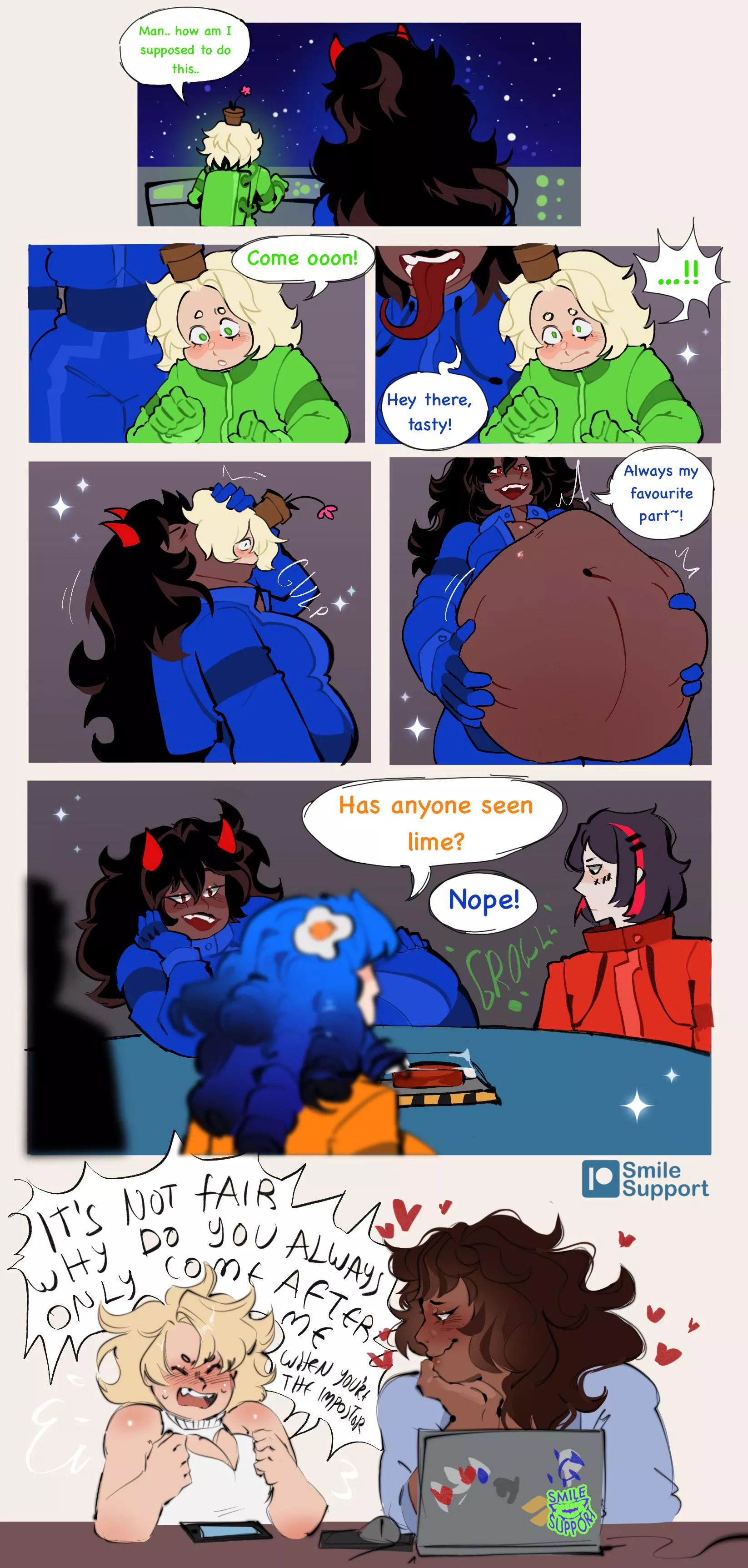 {comic} Eaten by the impostor [F/F] [Unwilling] [Digestion] art by me/SmileSupport