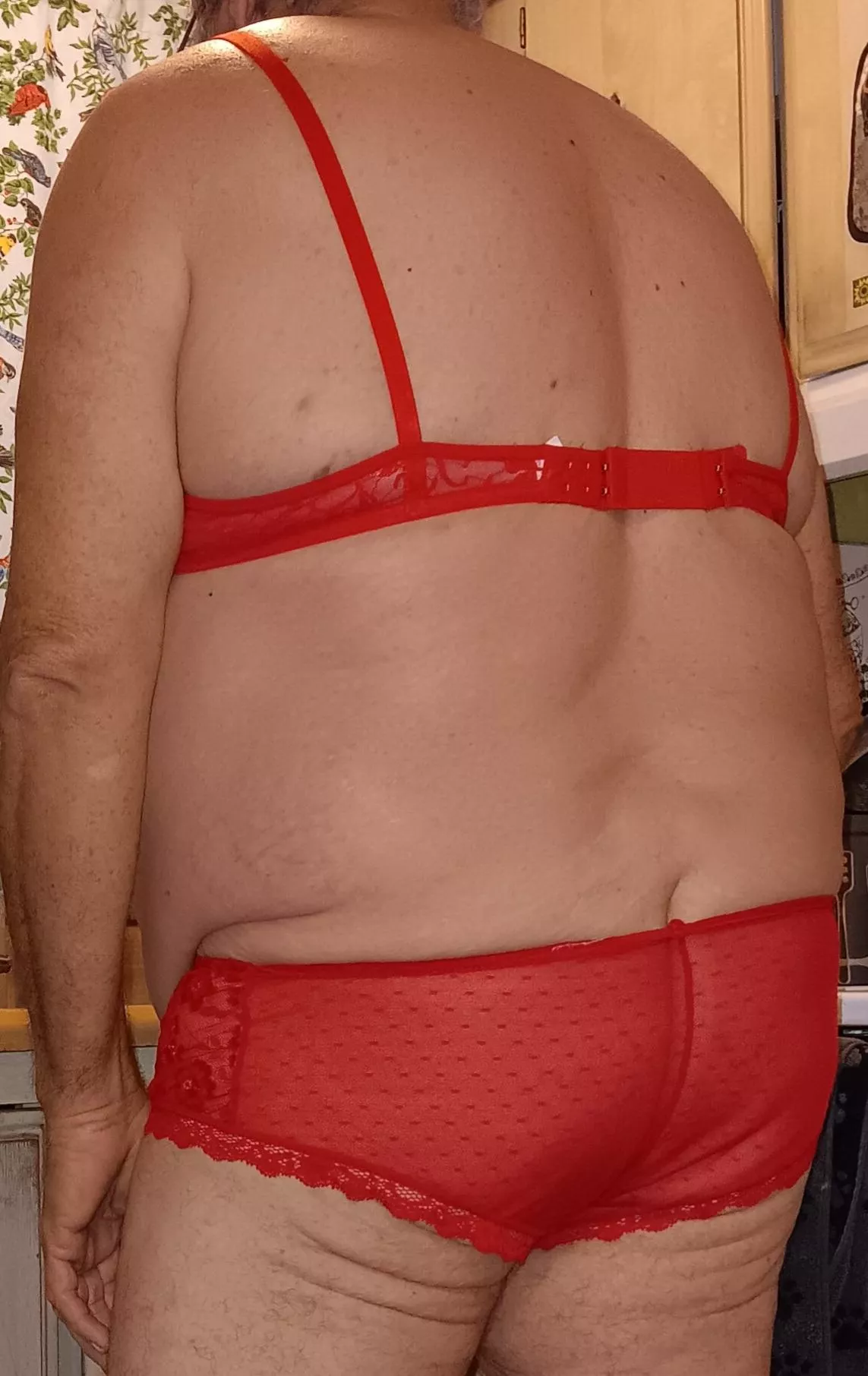 Doing chores in bra and panties