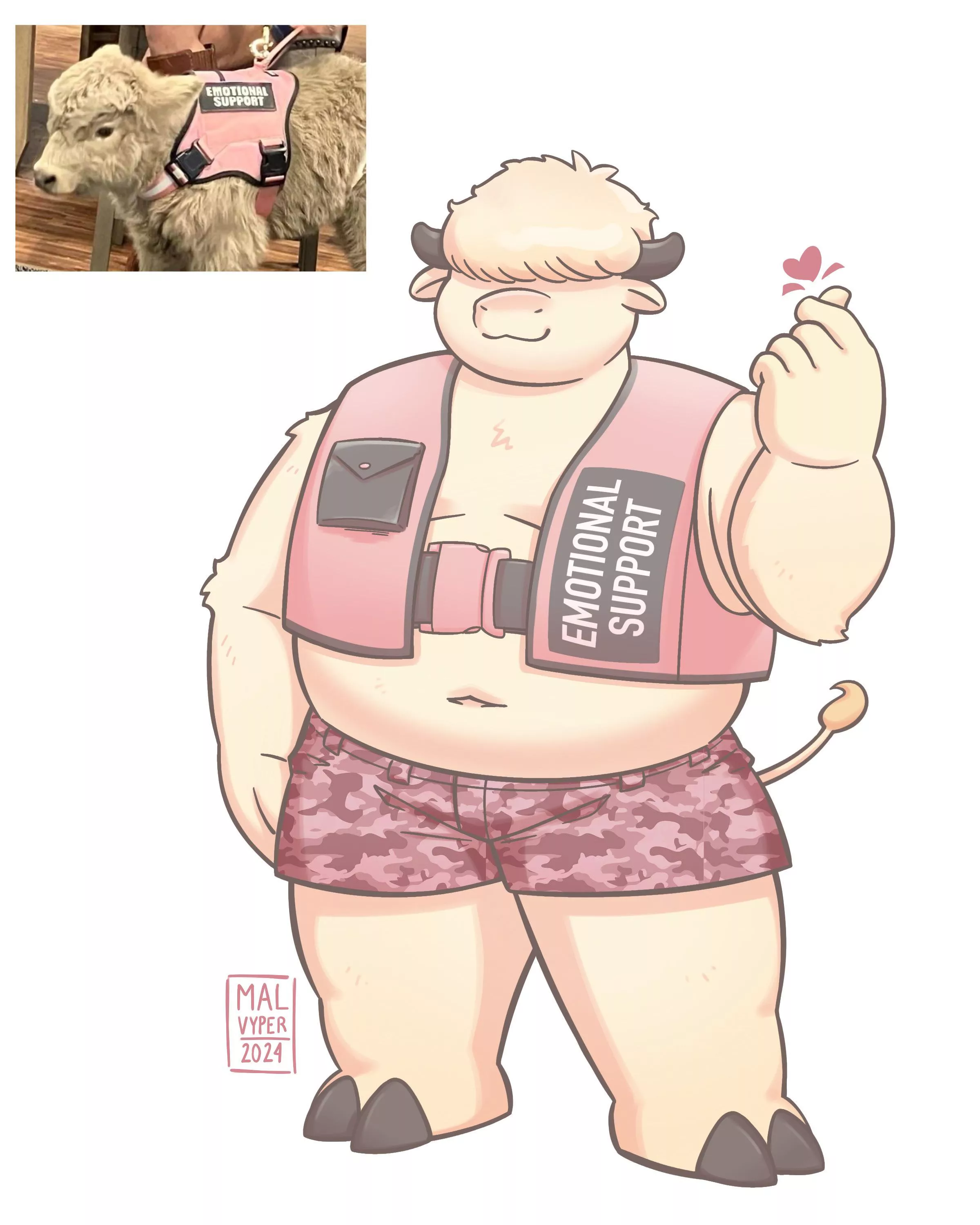 Emotional Support Cow 💕 Art by me